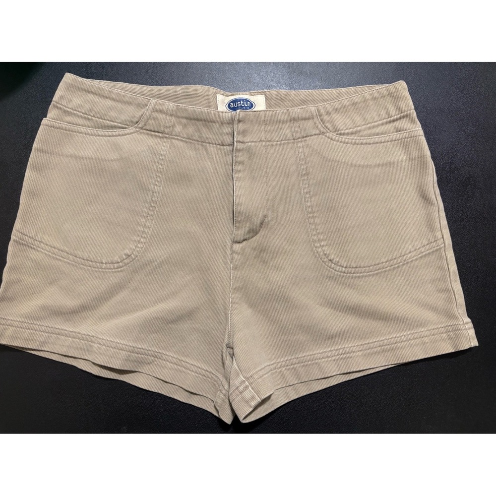 Austin Clothing Co Tan Corduroy Shorts Womens Size 10 Khaki Cotton Patch Pockets